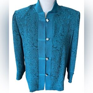 🔥🔥K Studio Women’s Blazer Green/black Paisley Design Size 12